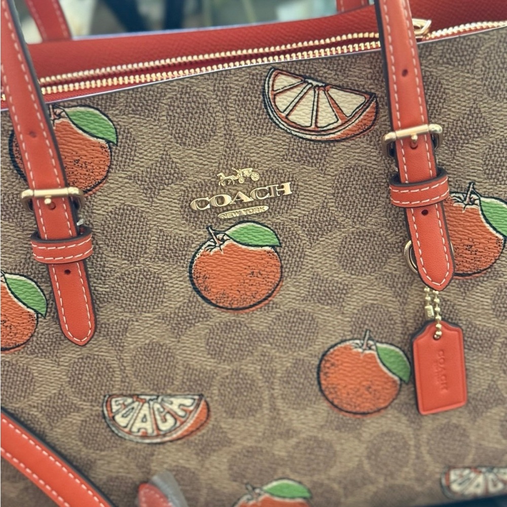 Coach Mollie Brown and Orange Women's Small Tote Bag - Picture 2 of 10